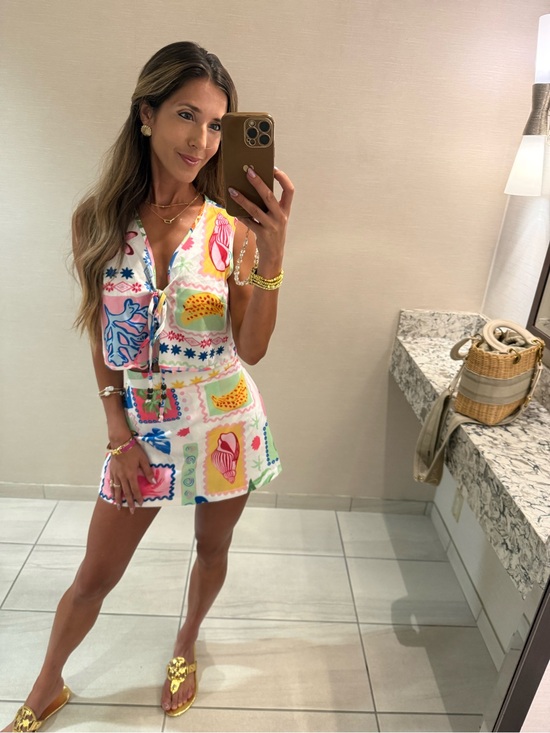 Hello Molly Dresses & Skirts - White Multicolor Vacay Skort & Top Set